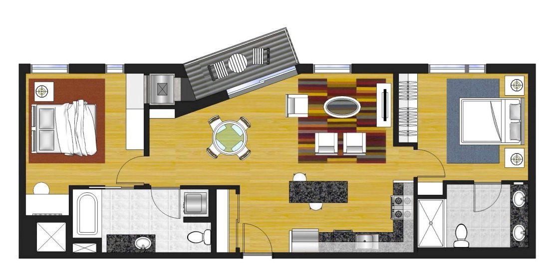 2 Bedroom (2A) Floor Plan 6